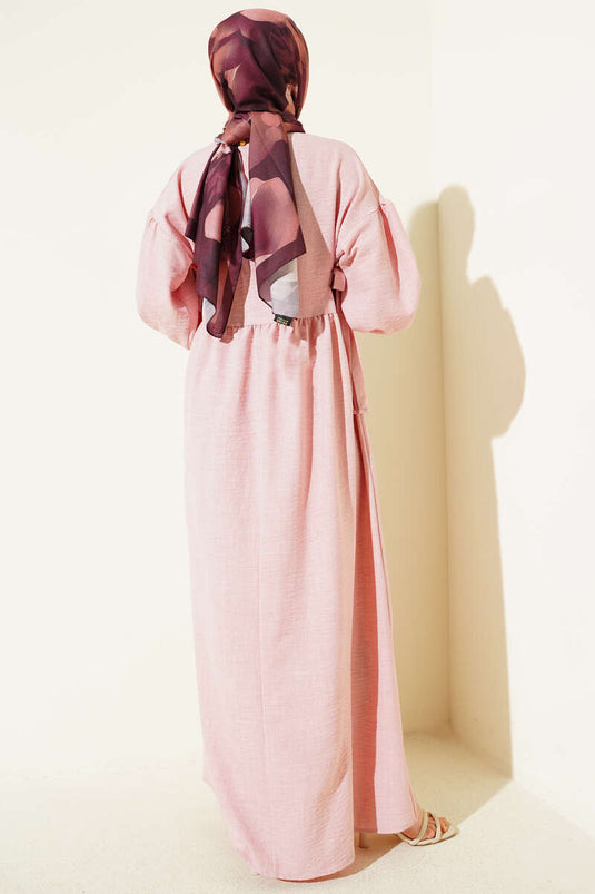 Side-Tied Flared Dress in Dusty Rose