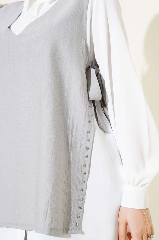 Three Piece Set with Side Ties Gray