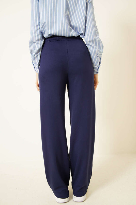 Yanları Biyeli Beli Lastikli Loyşa Pantolon Lacivert