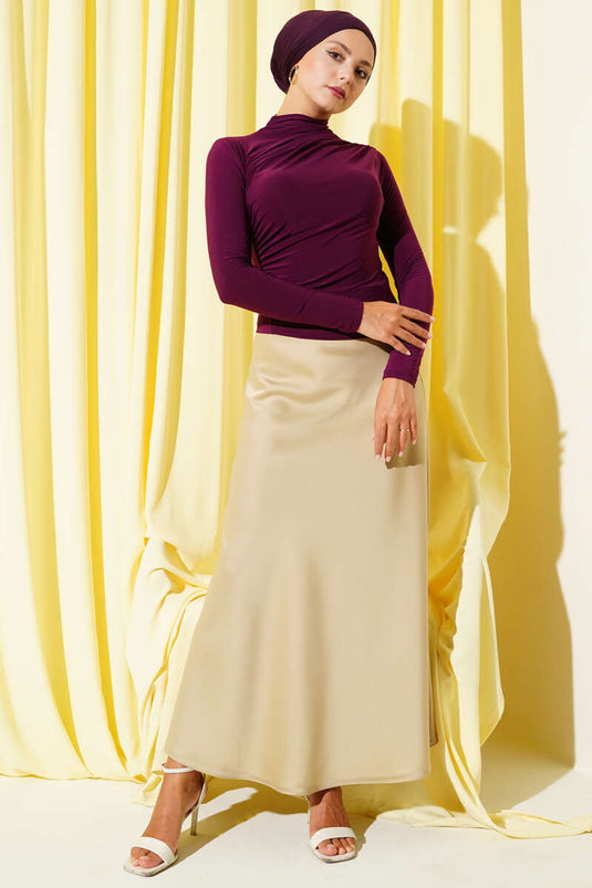 Yanları Büzgü Detaylı Sandy Bluz Mürdüm