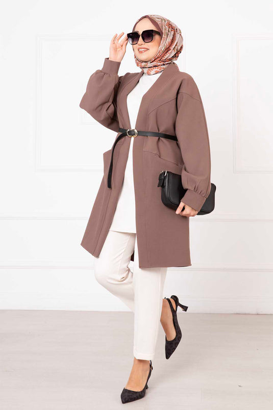 Veste Hijab Atlas avec poches latérales Vison foncé