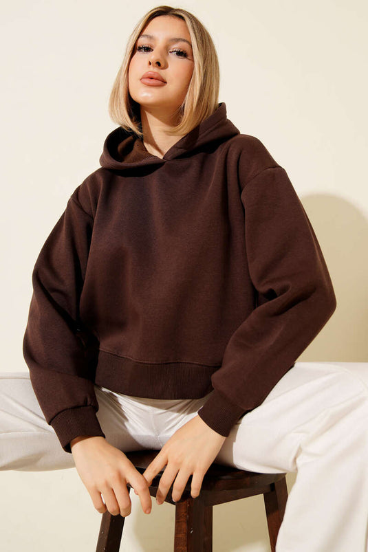 سترة صوفية بأزرار جانبية، لون بني