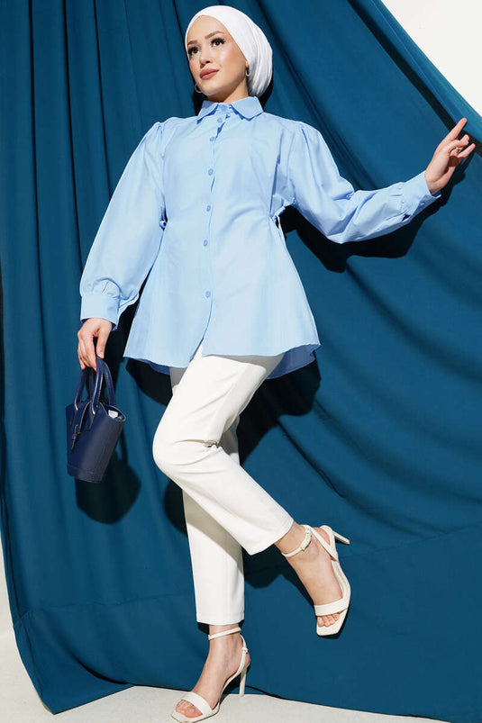 Basic Shirt with Side Ties Blue