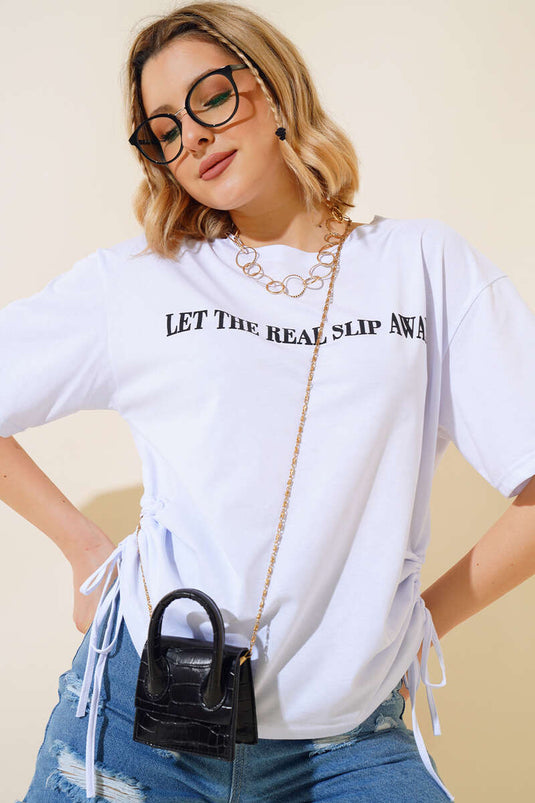 T-shirt con coulisse laterale Bianca