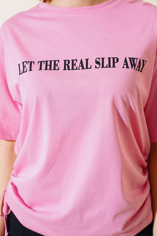 T-shirt con arricciatura laterale Rosa