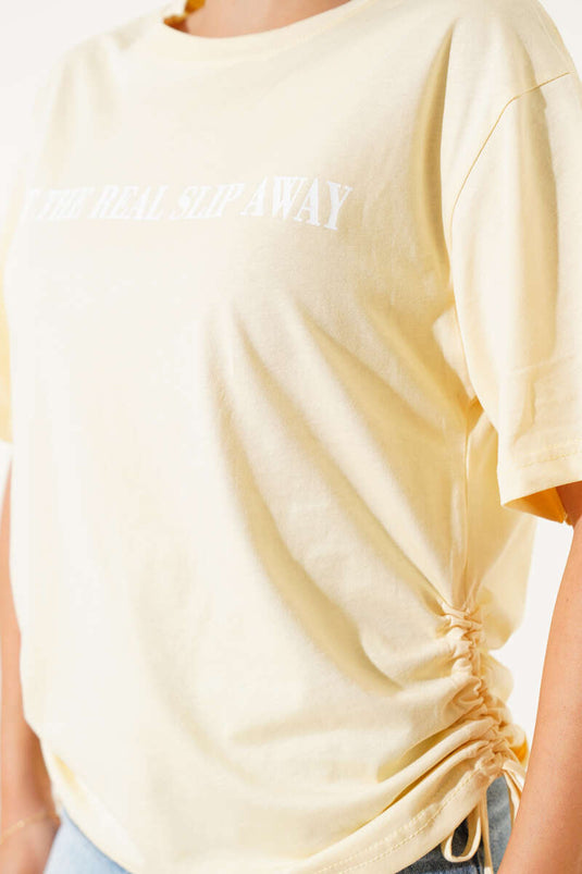 T-shirt jaune à cordons de serrage latéraux