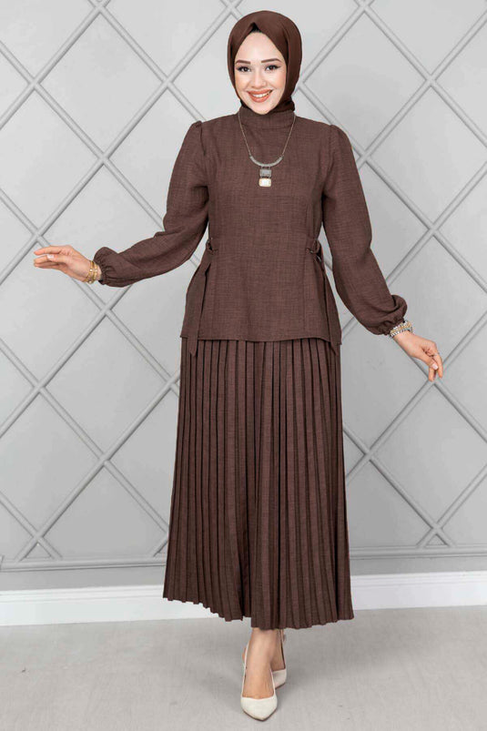 Yanları Kemerli İkili Takım Acı Kahve