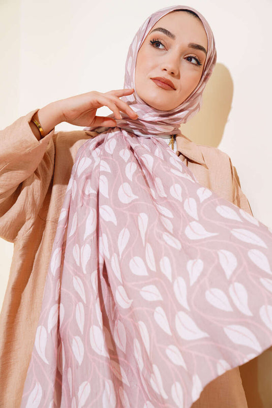 Leaf Pattern Bamboo Krash Shawl Mink