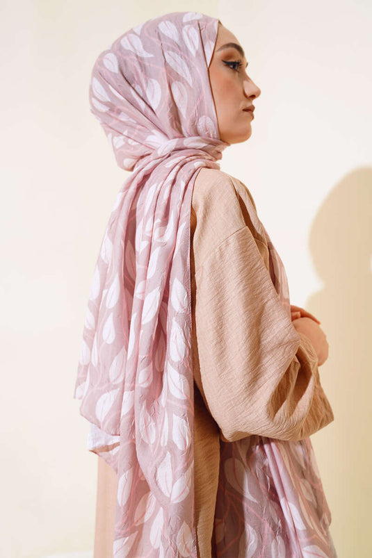 Leaf Pattern Bamboo Krash Shawl Mink