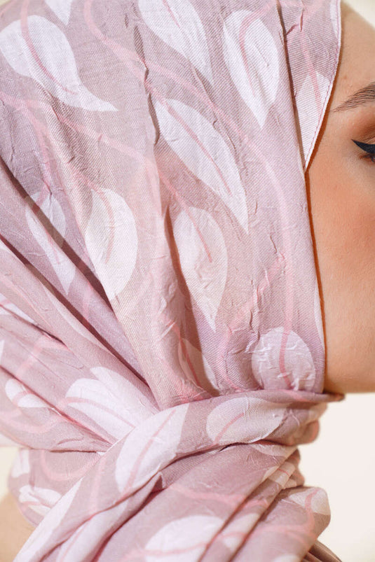 Leaf Pattern Bamboo Krash Shawl Mink