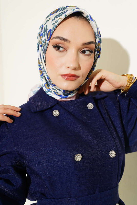 Foulard Bambou Motif Feuilles Saumon