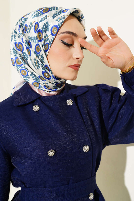 Foulard Bambou Motif Feuilles Saumon