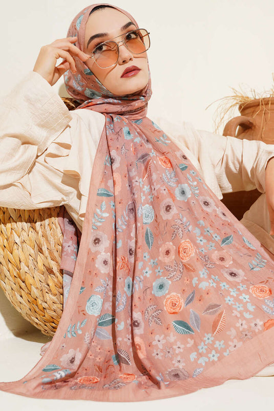 شال من الخيزران بنقشة أوراق الشجر، لون جملي