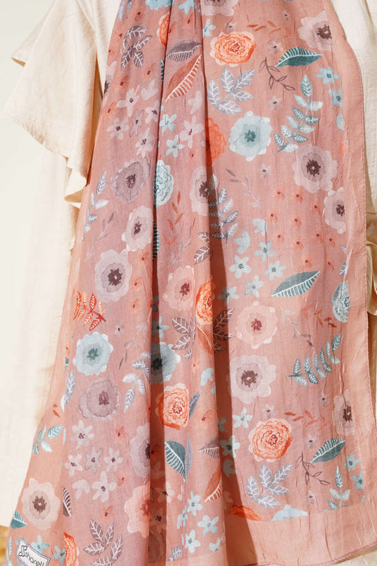 شال من الخيزران بنقشة أوراق الشجر، لون جملي