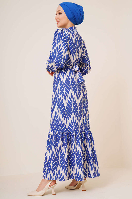 Robe en satin détaillée Gipe à motifs de feuilles Saks