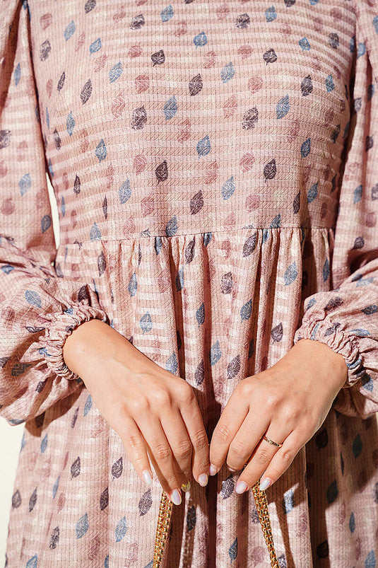 Blusenkleid Mit Blattmuster Latte