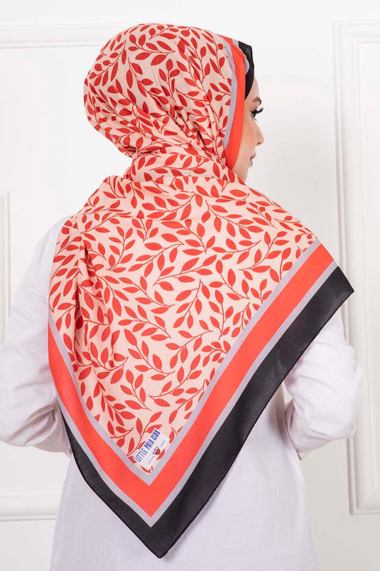 Leaf Patterned Hijab Shawl Claret Red