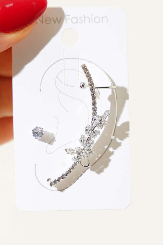 Oorbel met Bladvormige Steen en Kraakbeen Zilver