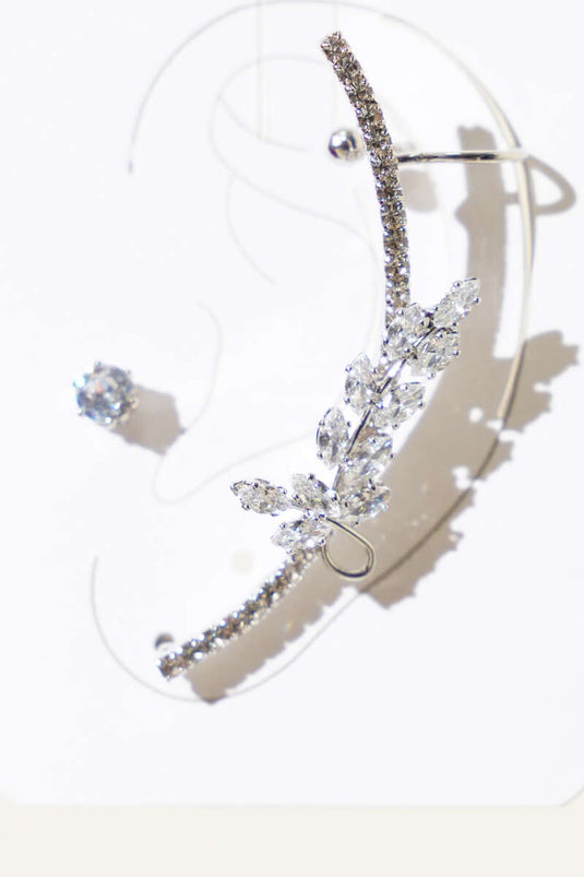 Oorbel met Bladvormige Steen en Kraakbeen Zilver