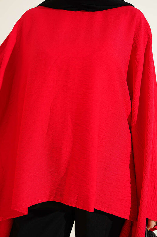 Yarasa Kol Basic Bluz Kırmızı