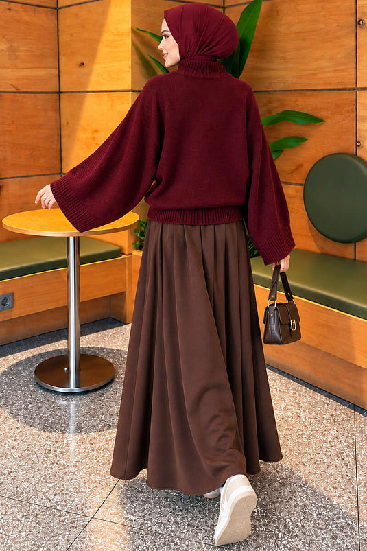 Yarasa Kol Basic Triko Kazak Bordo