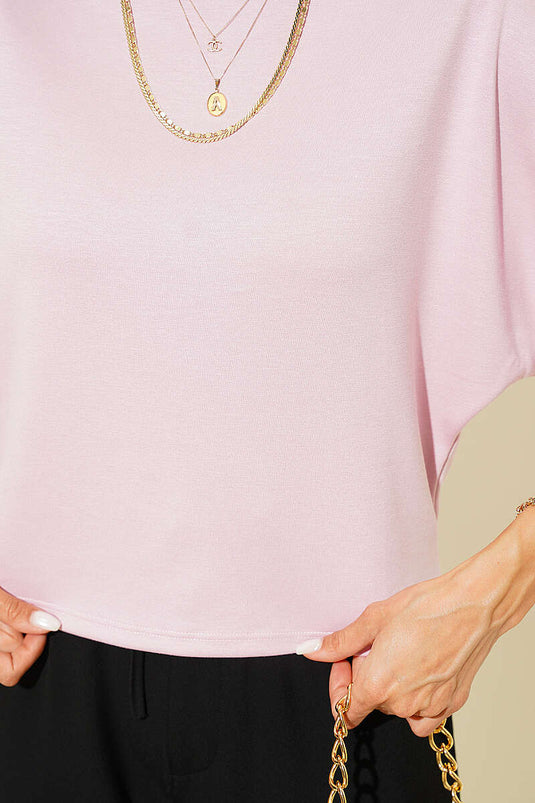 Yarasa Kol Kayık Yaka Bluz Pudra