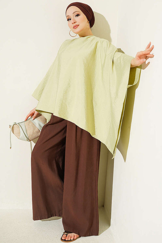 Yarasa Kol Oversize Bluz Çağla Yeşili