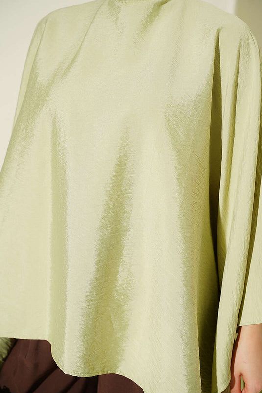 Yarasa Kol Oversize Bluz Çağla Yeşili
