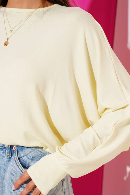 Chemisier jaune ample à manches chauve-souris