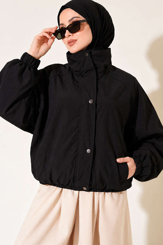 Yarasa Kollu Oversize Ceket Siyah