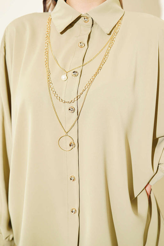 Chemise oversize à manches chauve-souris vert pistache