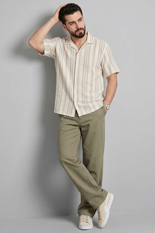 Camicia Uomo a Righe Mezzo Oversize Nera