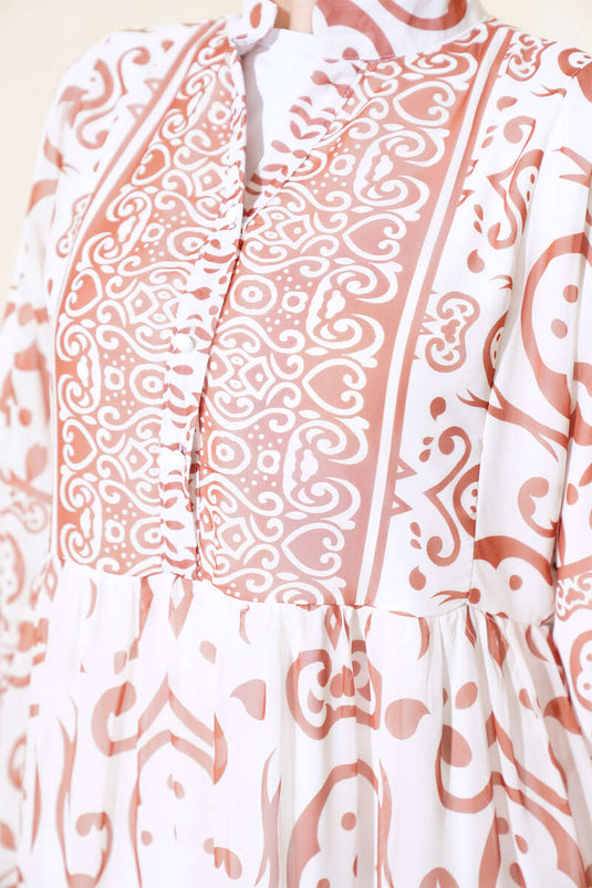 فستان شيفون بنصف أزرار لاتيه