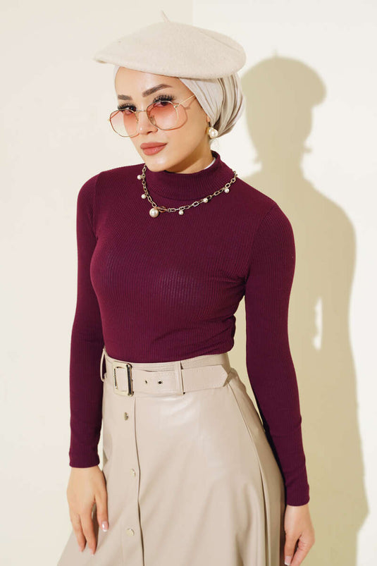 Body Côtelé Demi Pêcheur Violet