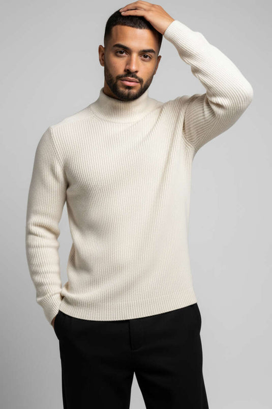 Halbrollkragen-Strickpullover für Herren, Farbe: Stone