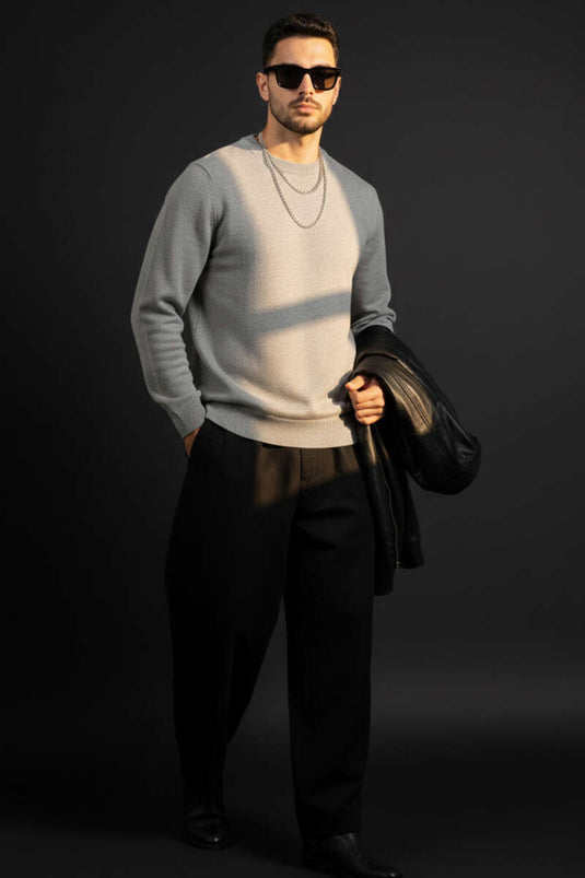 Yarım Balıkçı Triko Erkek Kazak Gri