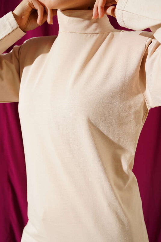 Beige Halb-Ausschnitt Body