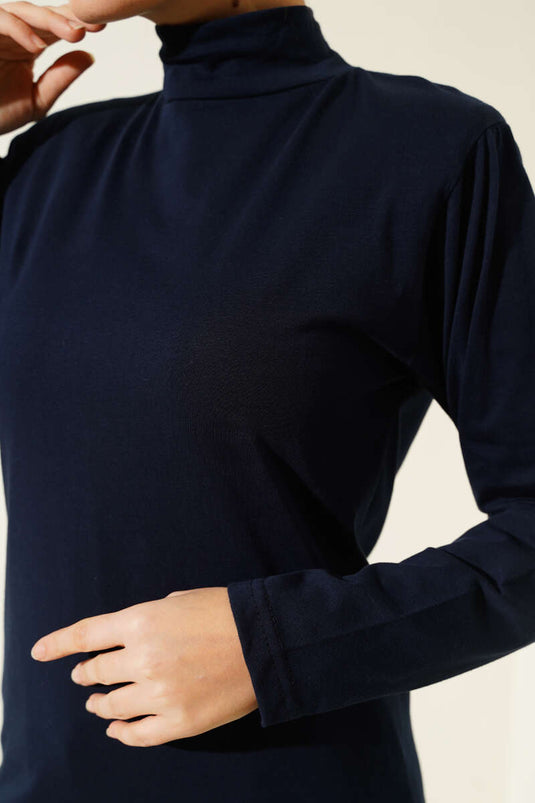 Body a mezza scollatura blu navy