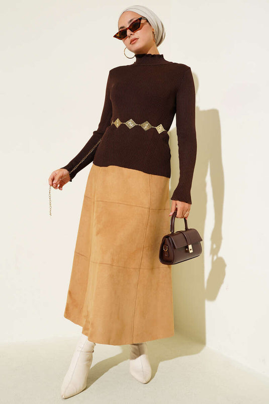 Half Turtleneck Turtleneck Sweater Brown