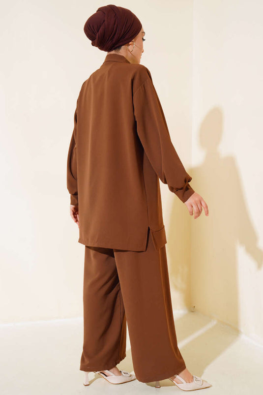Half Snap Double Suit Brown