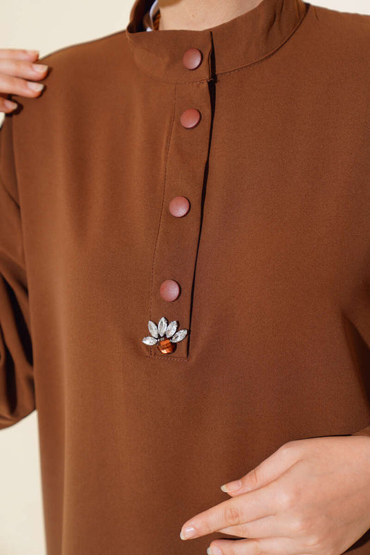 Half Snap Double Suit Brown