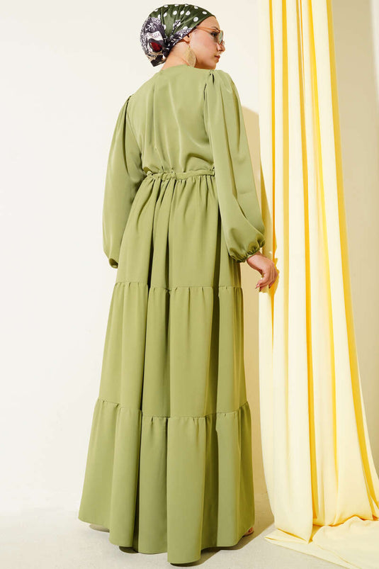 Tunnelkleid mit halbgeknöpfter Taille in Khaki