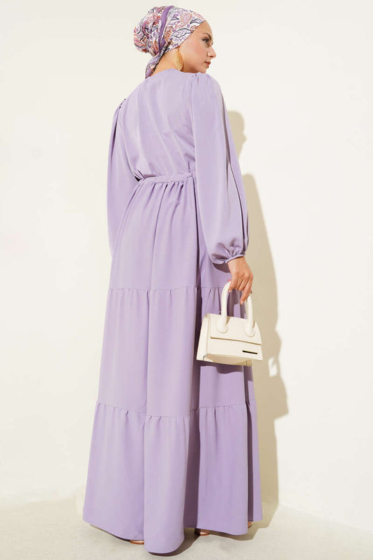 Tunnelkleid mit halbgeknöpfter Taille Flieder