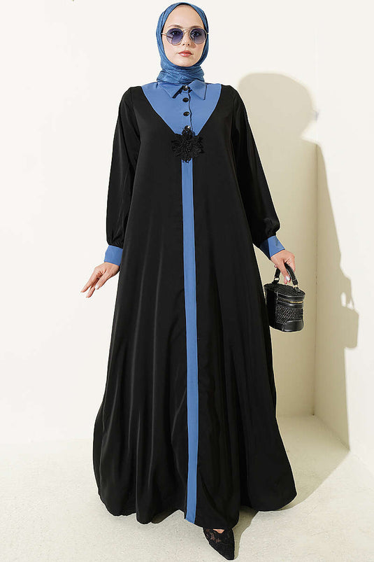 Halbknopf Kleid Mit Blumenmuster In Blau