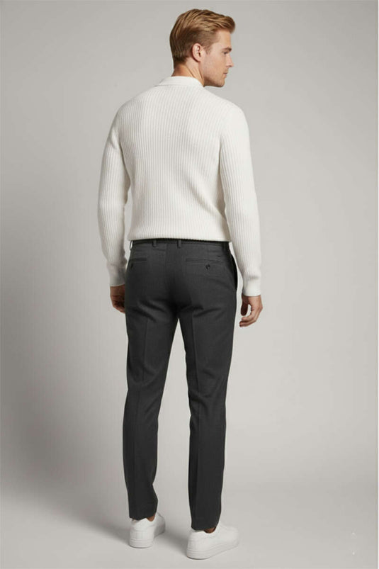 Men's Half-Button Ribbed Sweater White