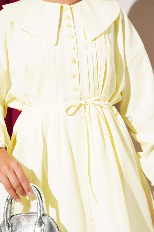 Halbgeknöpfte gerippte Tunika Lime