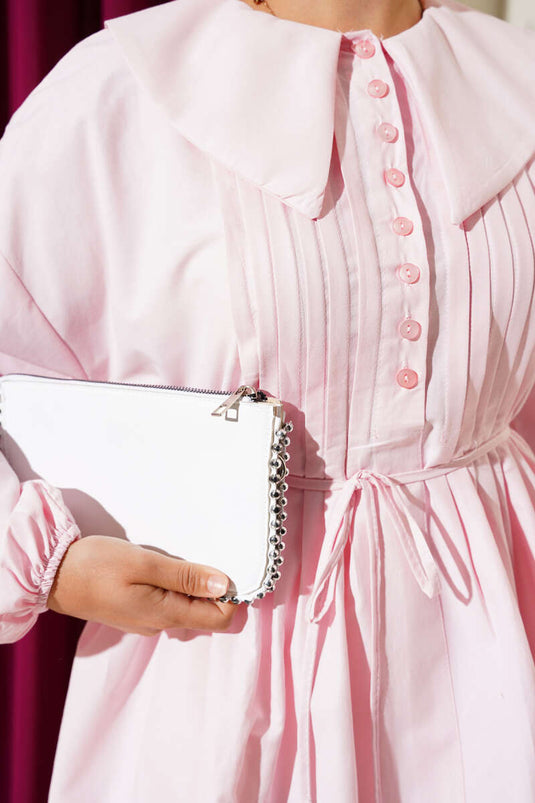 Half Buttoned Ribbed Tunic Pink