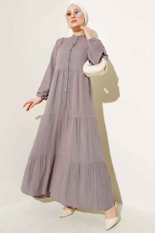 Lagenkleid mit halber Knopfleiste, Nerz