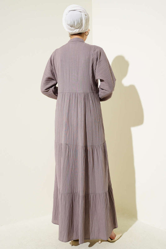 Lagenkleid mit halber Knopfleiste, Nerz