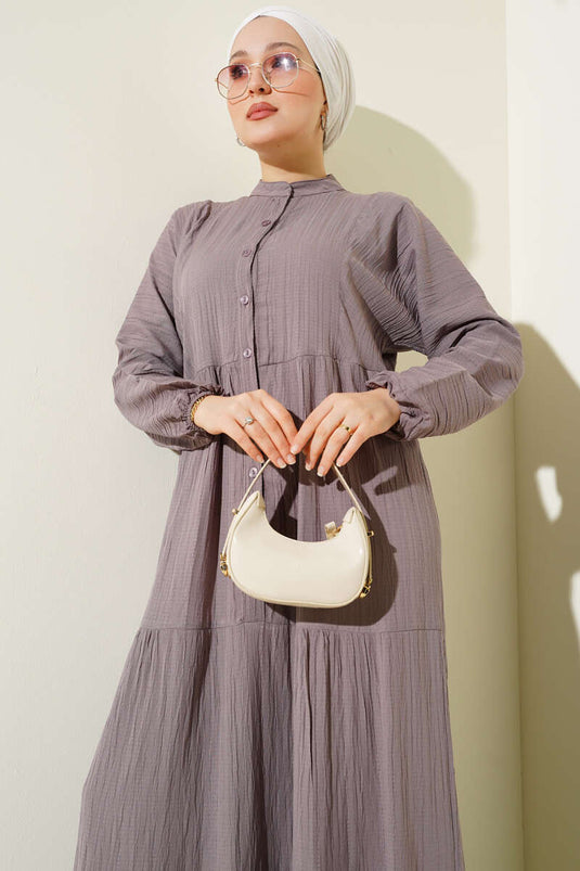 Lagenkleid mit halber Knopfleiste, Nerz